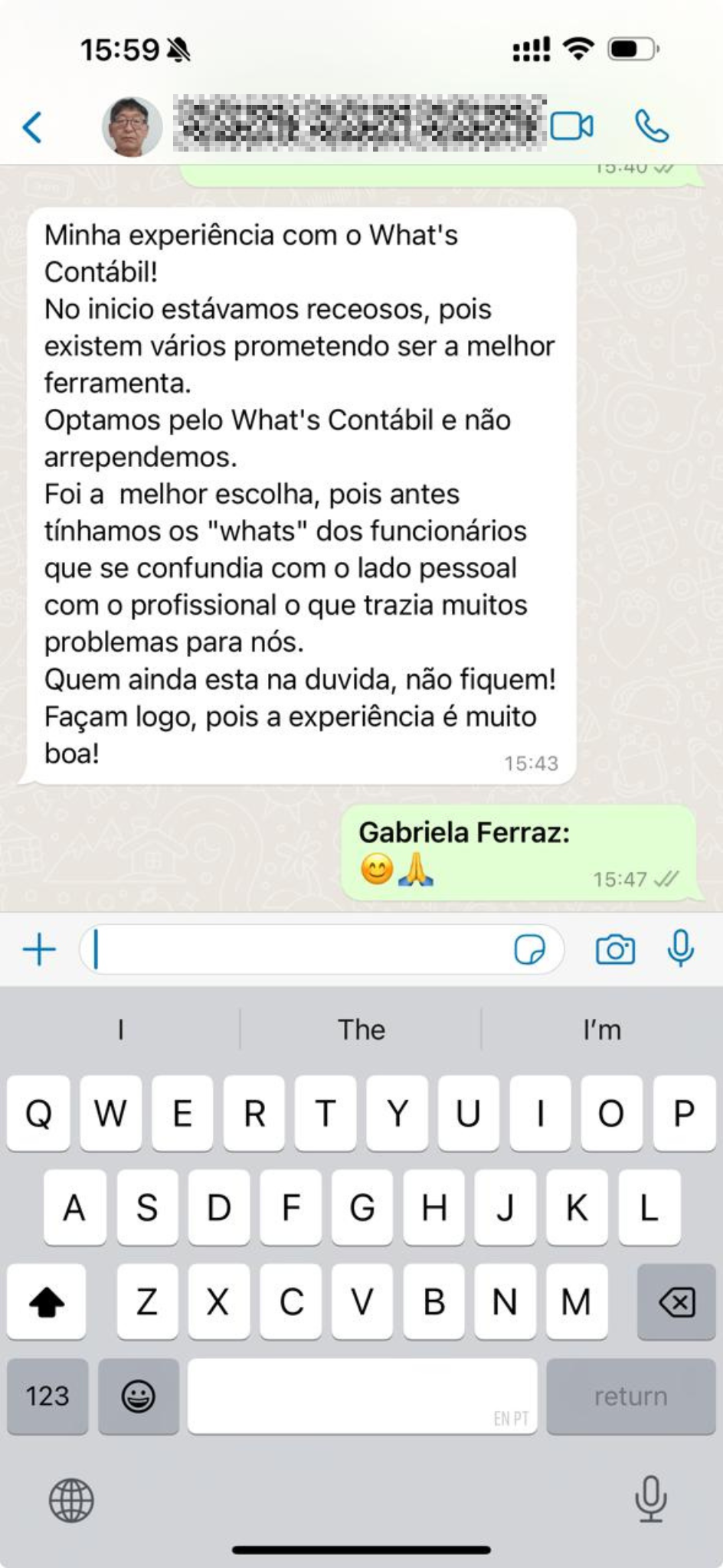 Experiência positiva com o sistema